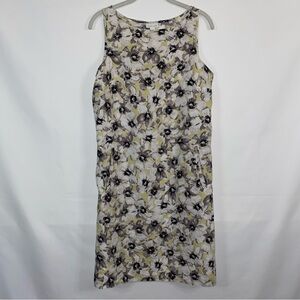 J. JILL Love Linen Floral Sleeveless Tank Shift Dress S Gray Pockets Cottagecore